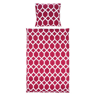 红白几何图案床品套装