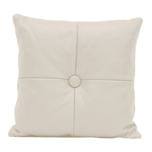 米色皮质方形纽扣装饰抱枕