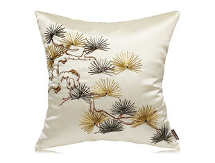 中式刺绣松枝图案抱枕