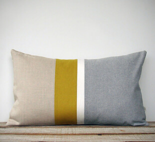 三色拼接抱枕靠垫