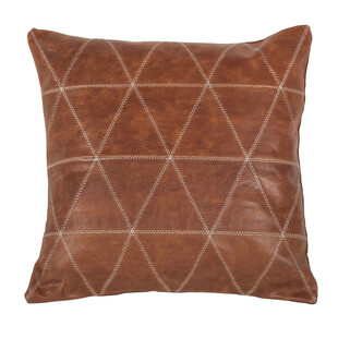 棕色几何图案皮质抱枕