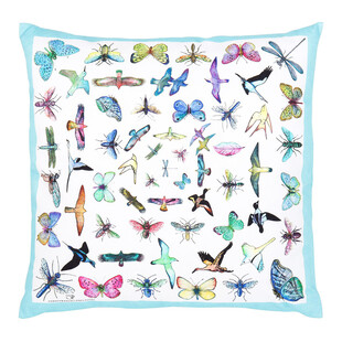 多彩飞虫图案方形丝巾