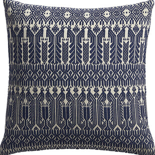蓝白几何图案刺绣抱枕