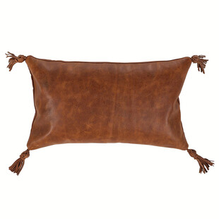棕色流苏皮革抱枕