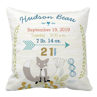 狐狸主题宝宝出生纪念抱枕
