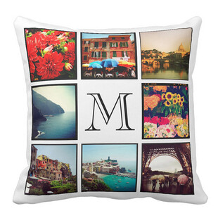 个性拼贴风字母M图案抱枕