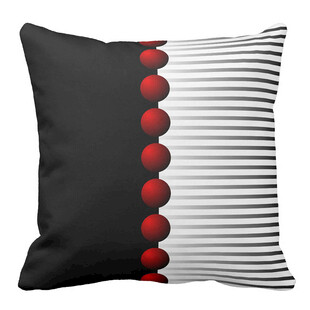 黑白红条纹装饰抱枕
