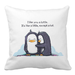 可爱企鹅情侣抱枕图案