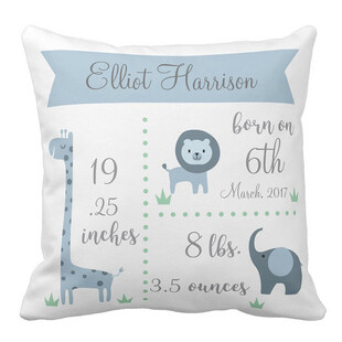 婴儿信息装饰抱枕