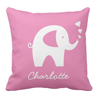 粉色小象定制抱枕