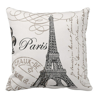 巴黎铁塔图案装饰抱枕