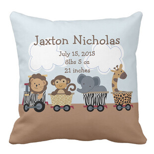 儿童动物火车主题抱枕