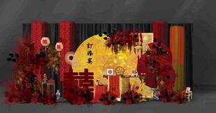 中式婚礼红色喜庆装饰场景