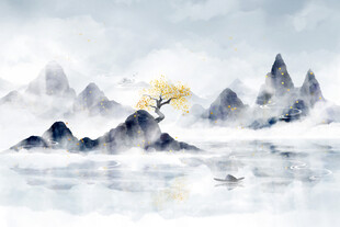 新中式山水背景