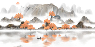 新中式意境山水背景