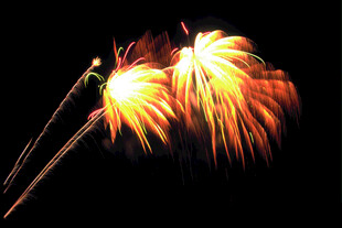 夜空中绚烂的金色烟花