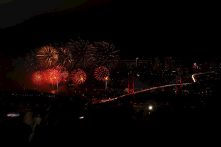 夜空中绚烂的烟花绽放