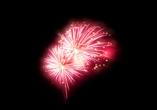 绚丽红色烟花绽放