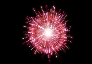 绚丽绽放的红色烟花