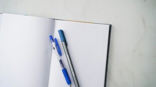 空白笔记本与双支钢笔