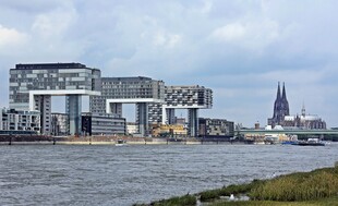 河畔现代建筑群景观