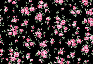 黑色底粉色花朵碎花图案
