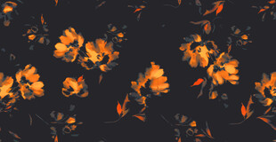 黑色背景上的橙色花卉图案