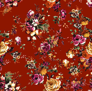 红色花卉图案布料纹理