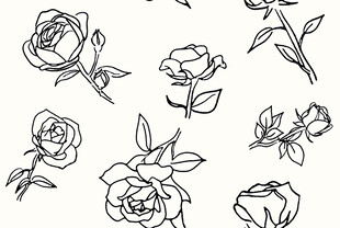 线条花 数码印花