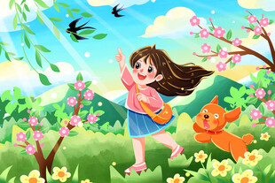 春日女孩与萌猫的美好时光