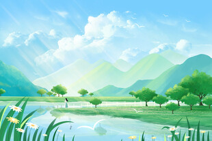 春日山水田园美景