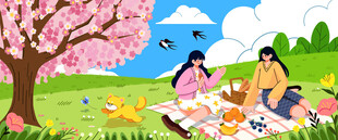 春日野餐家人共享美好时光