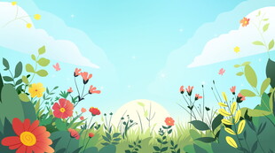 春日烂漫花丛风景图