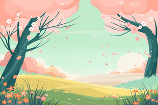 春日烂漫田野风景图