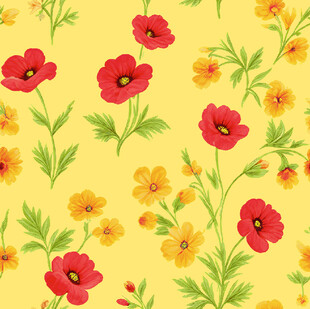 黄色背景花卉图案设计