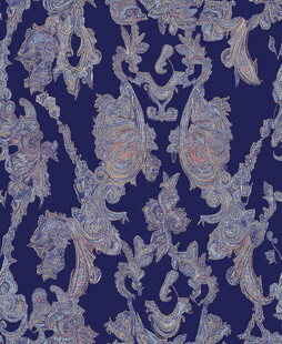 深蓝底精美花纹织物