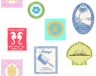 多彩复古风格徽章图案