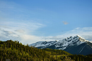 雪山森林间的壮丽风光
