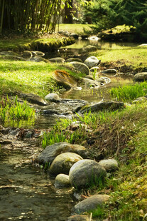 山间潺潺溪流与乱石