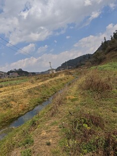 乡村田野间的蜿蜒小河