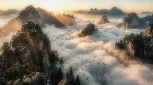 黄山云海日出壮丽景观