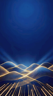 蓝色光效线条科技背景图