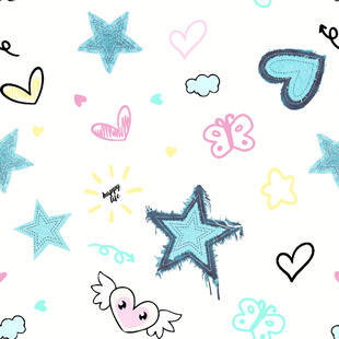 可爱卡通星星爱心图案