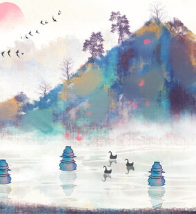 水墨山水间的诗意景致