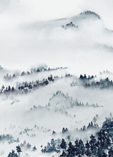 水墨山水间的朦胧景致