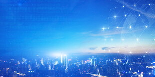 梦幻蓝色科技城市夜景