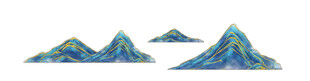 国风山插画 蓝色