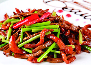 香辣蒜苔炒肉丝