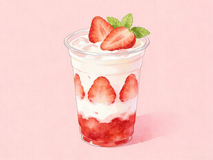 手绘草莓奶昔插画