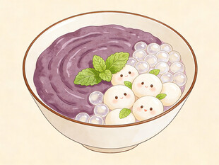 紫薯芋泥小丸子甜品图